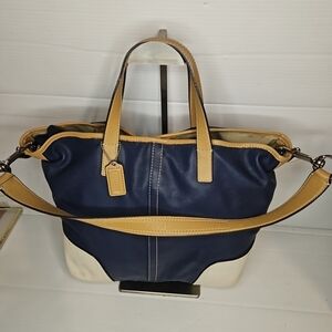 Coach Hadley Midnight Blue/White F27728 Convertible Shoulder Handbag Purse